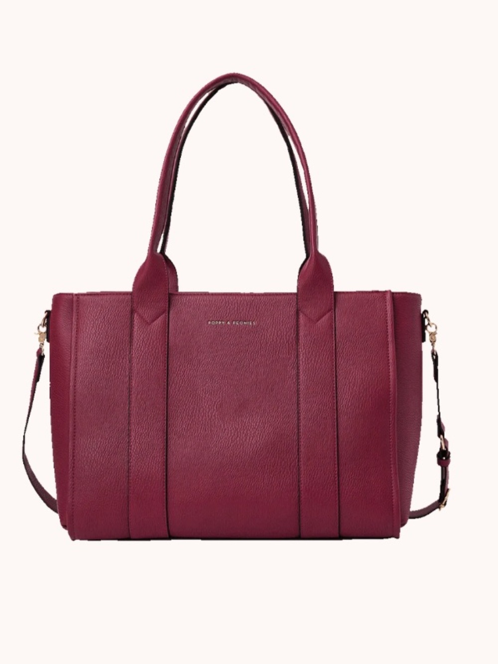 Poppy & Peonies MULTITASKER Structured Leather Tote (Berry)